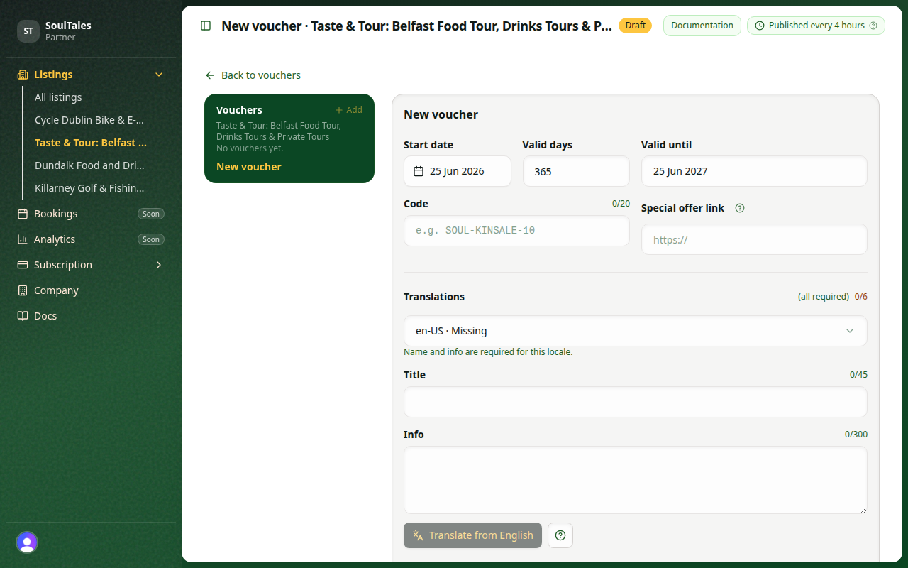 Create voucher form